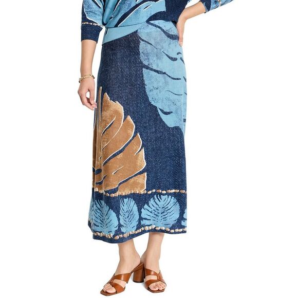 Nic+Zoe Womens  Petite Twilight Front Knit Skirt, Blue - Picture 1 of 3